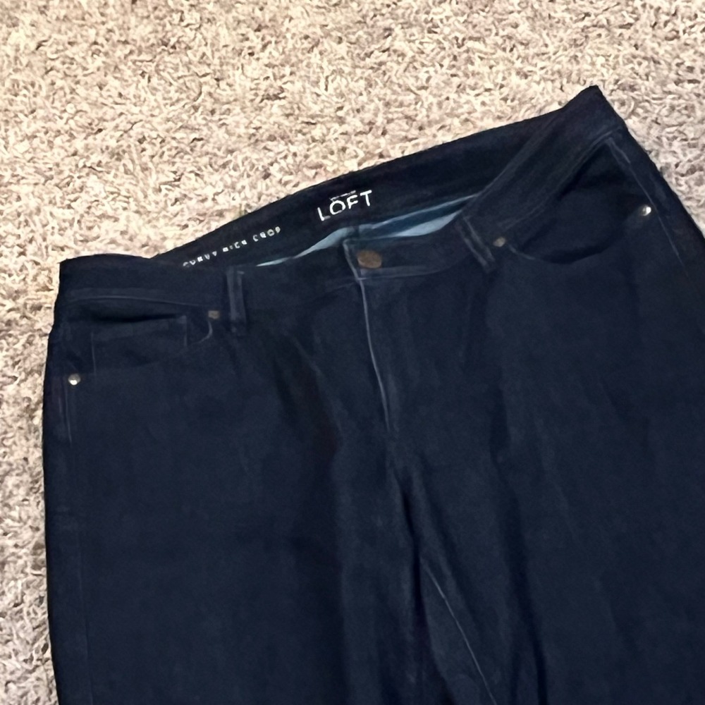Ann Taylor Loft Curvy Kick Crop Jeans Dark Wash Indigo Blue Size 31/12